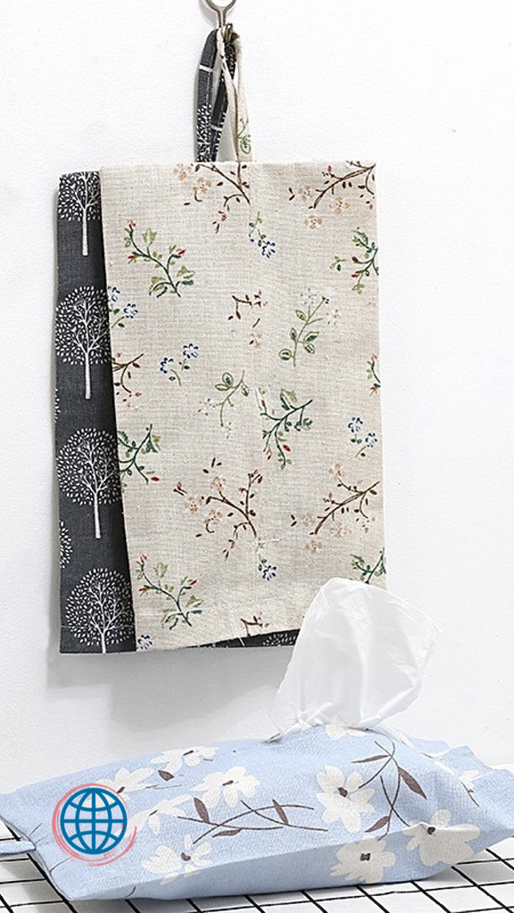 Hanging Linen Tissue Box Japanese storage bag napkin box creative paper bag for Japan home decorations family car Tissues Boxes Trending in Blue Beige Black