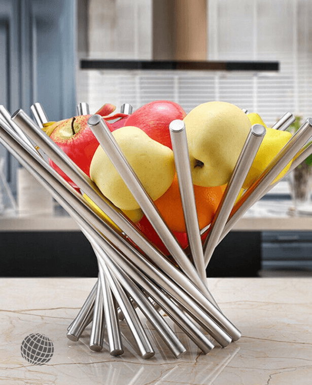 Stainless Steel Fruit Bowl Creative Dining Kitchen Accessories Fashion Basket Storage Household Strainer Rotate Fold Trending Centerpiece Bowls