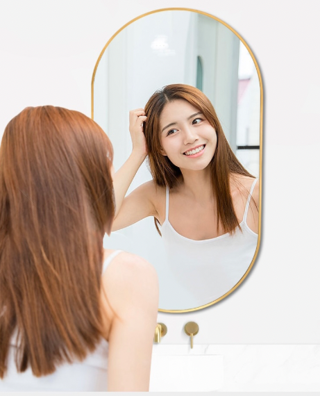 Capsule Mirror Oval Makeup Bathroom Wall Mounted Toilet Shower Mirrors Hairdressing Vanity Accessories Trend in Gold