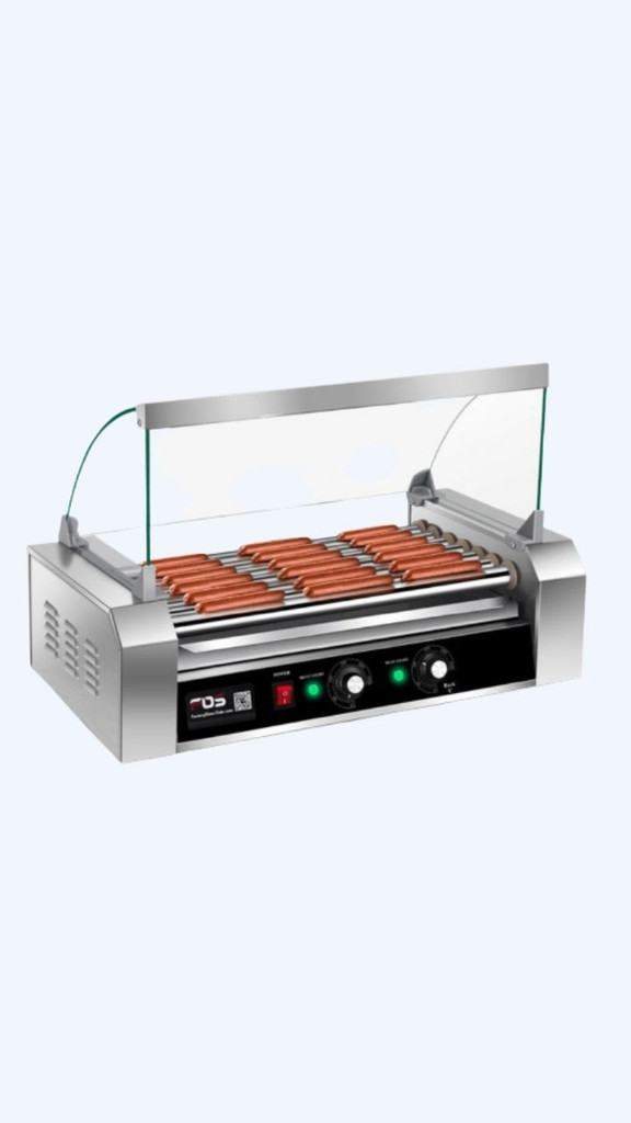 Hot Dog Roller Grill Outdoor Barbecue Commercial 18/30 Hotdog 7/11 Rollers Cooker Machine with Cover (7 Roller Grill) Trending BBQ Grills