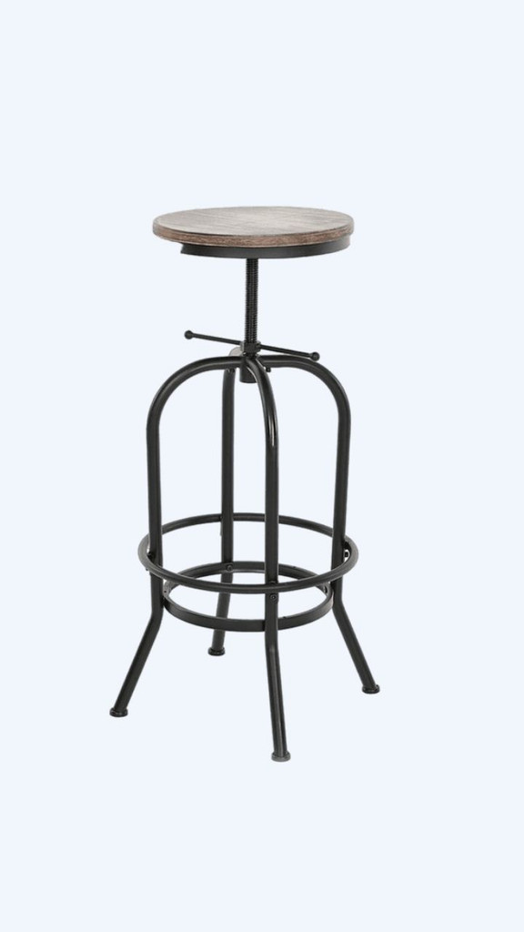 Industrial Footrest Bar Stool Chair Home Kitchen Dining Chairs Pinewood Metal Footrest Counter Trending Pub Stools Padded Seat