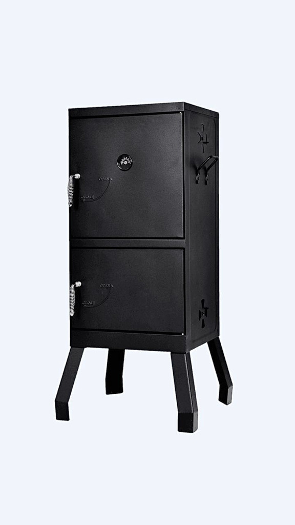 Vertical Outdoor Charcoal Smoker Barbecue Grill with Temperature Gauge Entertaining Trending Black BBQ Food Smokers