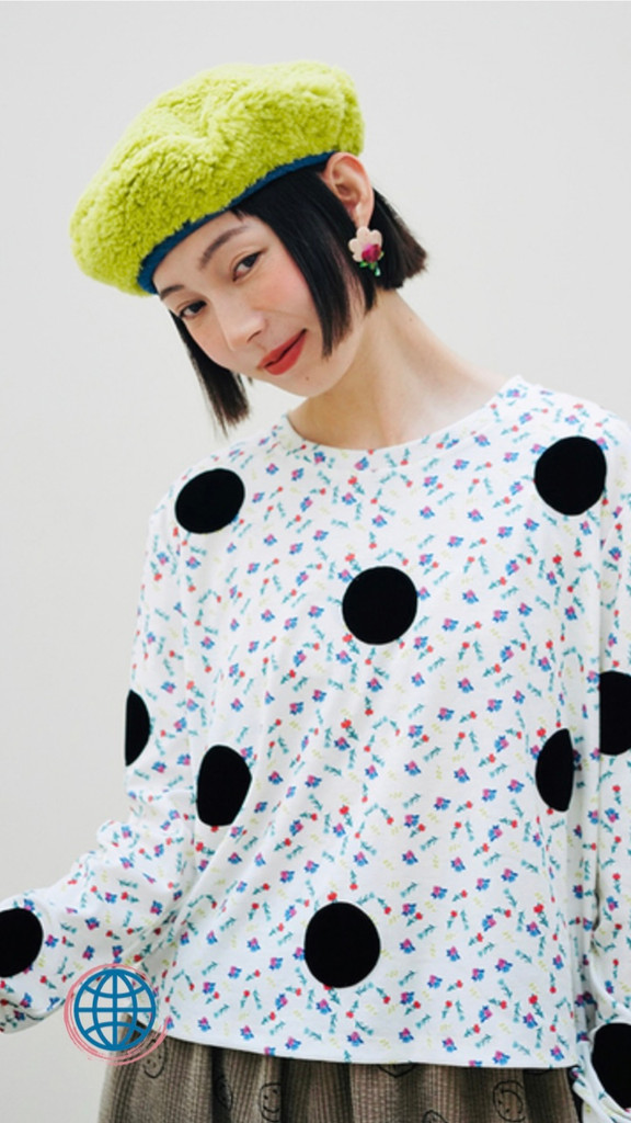 Long Sleeve Boatneck Polka T-Shirt Women's Japanese original Tee floral bottoming Top can be worn outside T white black round neck long-sleeved T-Shirts clothing Tees Trending Japan Tops for Woman