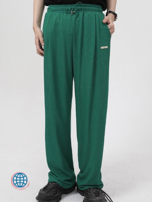 Straight Wide Leg Pants Men’s Causal Korean Sweatpants Mid-Rise Elastic Waist Loose Fit Drawstring Korea Trousers Sports Gym Joggers Jogging Fitness Sweatpant Clothing For Man Trending in Green