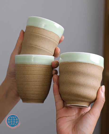 Celadon Coarse Pottery Coffee Cup Ceramic Kung Fu Teaware Retro Porcelain Teacup Office Handy Water Trending Cups