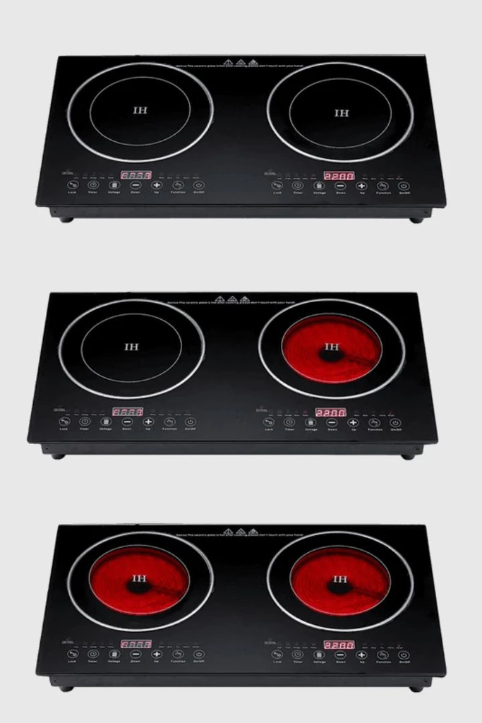 2200W+2200W Double Induction Cooker  Kitchen Electrical high-power black double-head multifunctional induction electric ceramic Trending stovetop cookers
