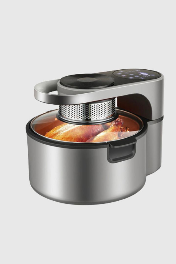 Multifunctional Smart Air Fryer 8L    Large-capacity oil-free model stainless steel With rotary cage Trending Household Kitchen Appliance