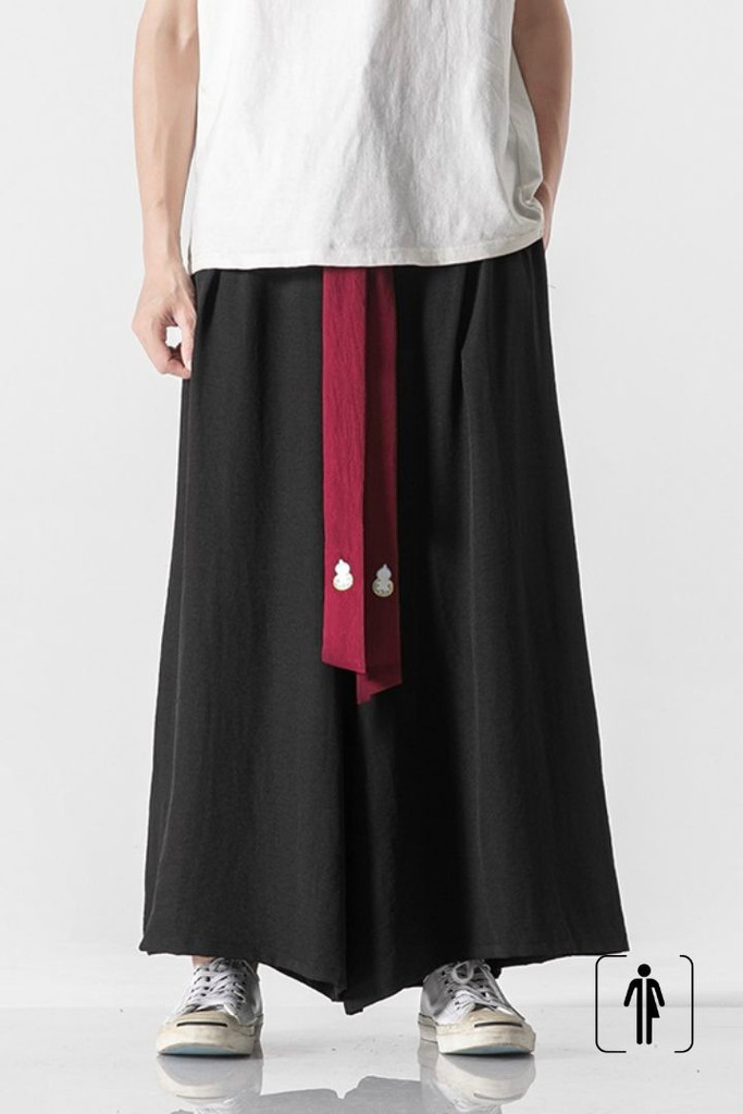 Japanese Crane Kimono Pants Unisex Mens Women’s Fashion Casual Trouser Plus Size Black Linen Loose Tie Feet Drawstring Japan Vintage Harem Pant Trending for Man Woman