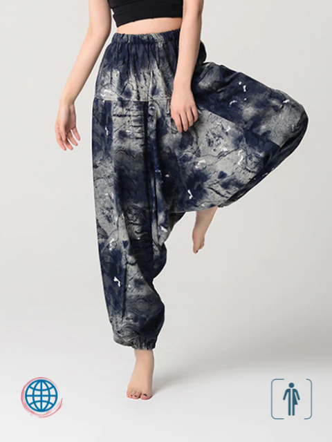 Wide Leg Boho Pants Unisex Anywear Mens Women’s Bohemia Dance Pants Big Crotch Trousers Wide-Leg Loose Version Couple Pant Ethnic Bohemian Trousers Trending For Man Woman