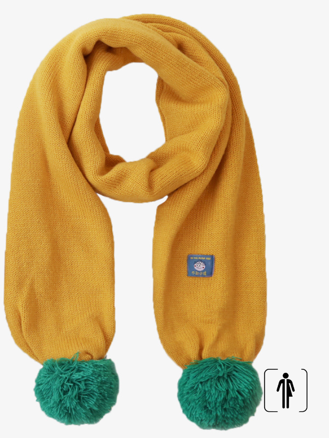 Soft Knit Bobble Scarf  Lovely Unisex Anywear Mens Women’s Winter Warm Knitted Ball Spell Color Scarves for Man Woman in Mustard Yellow