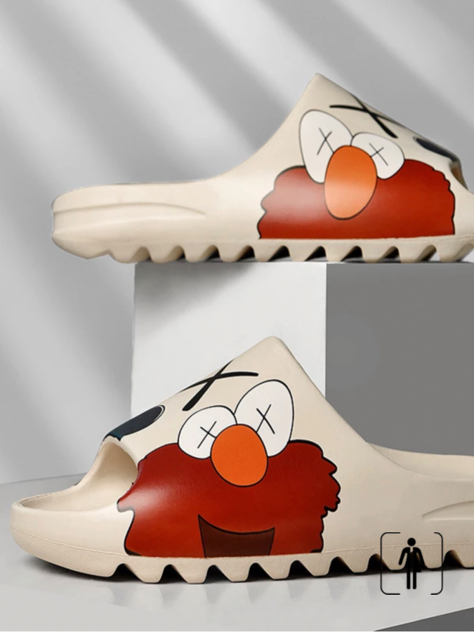Graphic Bone Slides  Unisex Anywear Men's Women’s Sesame Street Cartoon Summer Yeez Breathable Casual Beach Sandal Flip Flops Lightweight Fish Mouth Bones White Mens Slippers Big Plus Size 34-46 Footwear Sliders Sandals Trending for Man Woman