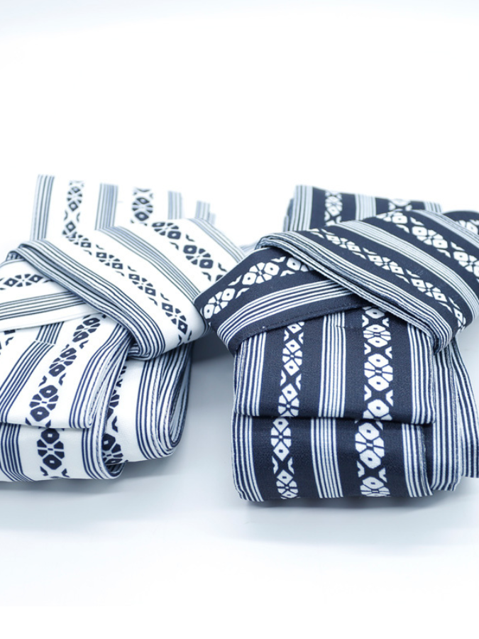 Japanese Yukata Kimono Belt  Men's Dress Stereotype Corner Mens Versatile Girdle Accessories Polyester Free Size Japan Belts for Man in Blue White