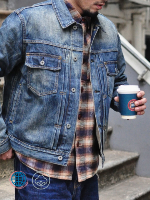 Distressed Denim Jacket   Mens Jeans Selvedge Motorcycle American Casual Wear Jackets Outerwear Trending for Man in blue