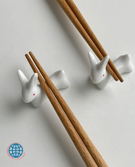 Ceramic Rabbit Chopstick Holder   Japan Dining Chop Stick Shelf Stand Support Cute Chinese Korean Japanese Decorations Home Table Decor Trending Rabbits
