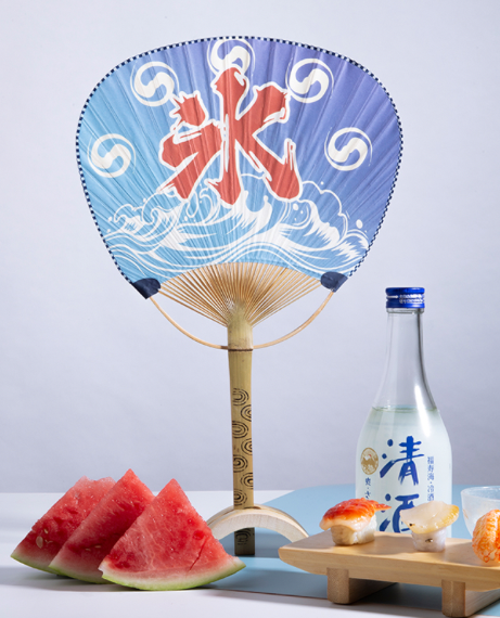 Japanese Paper Fan With Stand Summer Festival Ukiyo-e Ornaments Sushi Restaurant Shop Desktop Decor Trending Japan Hand Fans