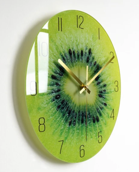 Kiwi Fruit Wall Clock  Bedroom Glass Wall Nordic Large Modern Kitchen Living Room Home Decor Trending Green Clocks
