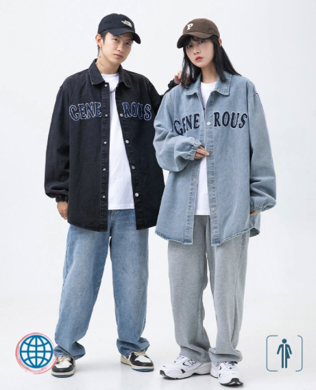 Loose Denim Shirt  Unisex Anywear Women’s Mens Autumn Clothing Outer Set Men's Three-dimensional GENEROUS Letter Embroidery Tide Shirts Jackets for Man Woman Trending in Black Light Blue