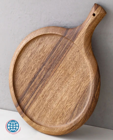 Round Wood Serving Tray Pizza Holder Food Plate Support Dessert Fruit Cake Display Pads Home Kitchen Restaurants Table Decor Trending Trays