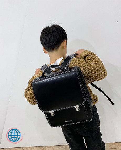 Japan School Backpack Bag    Unisex for Girls Boys Kids Orthopedic Backpacks Book Children Vegan PU Leather Bags Students Luggage Japanese Baggage for Girl Boy in trending Black