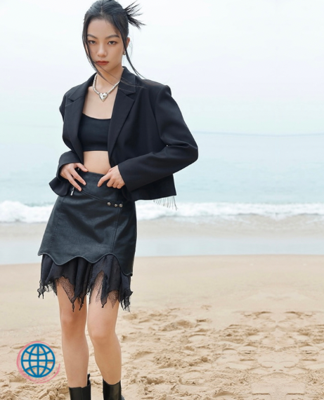 Lace Patchwork Leather Skirt  Women’s Punk Punkrock Goth Gothic Black High Rise Waist A Line Mini Skirts Fashion Spring Summer Clothes for trending Woman