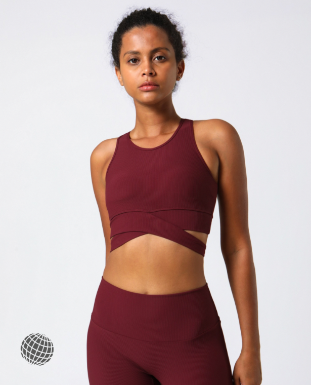 MiteigiYūki Ribbed Yoga Brami Vest  Women’s Activewear Fitness Triangle Strap Twisted High Impact Breathable Nude Sport Top Spring And Summer Active Bra Sports Tops Plus Size Sportswear for trending Woman in Dark Red