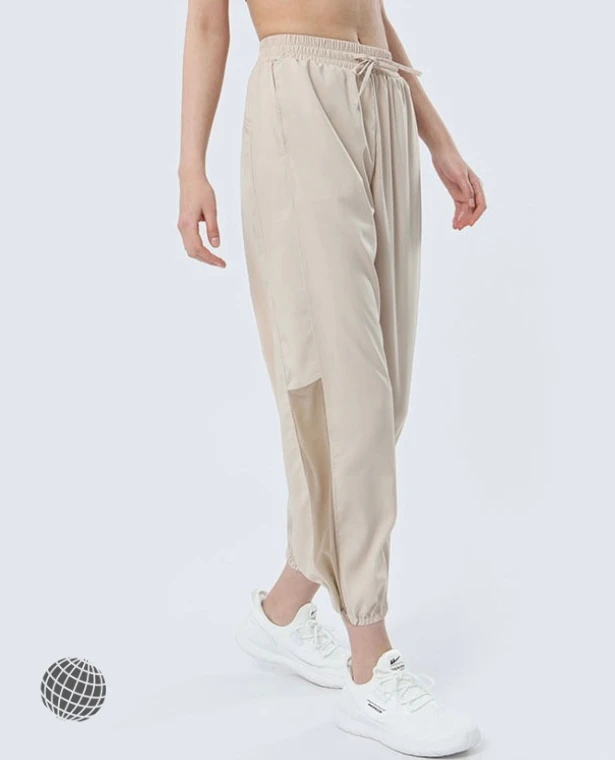MiteigiYūki Drawcord Sports Pants  Women’s Breathable Activewear Lightweight Loose Fitness Pocket Training Leggings Jogger Outdoor Workout Harem Trousers Sportswear For Yoga Plus Size Sport Joggers For trending Woman in Milk Tea Apricot