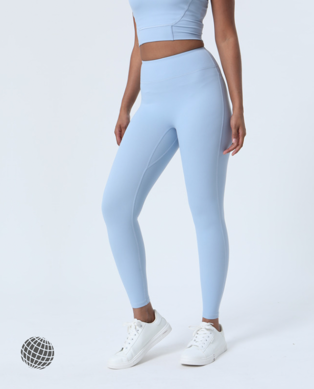 MiteigiYūki Sports Yoga Leggings  Women’s Activewear without Embarrassed Line Workout Pants Anti-skid Elastic High Rise Waist Sport Gym Fitness With Pocket Plus Size Sportswear for trending Woman in Sky Blue