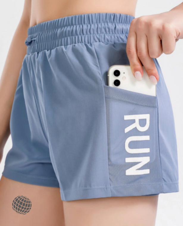 MiteigiYūki Sports Shorts with Pockets  Women’s Yoga Activewear Running High Rise Waist Gym Sport Short Mesh Flowy Fitness Shorts Ladies Plus Size Run Sportswear for trending Woman in Blue
