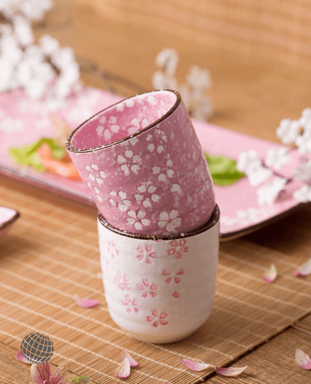 Japanese Cherry Blossom Ceramic Cup  Beautiful Sakura Tea Coffee Home Portable Porcelain Instant Coffee Mugs Espresso Cups Trending Drinkware in Pink Beige