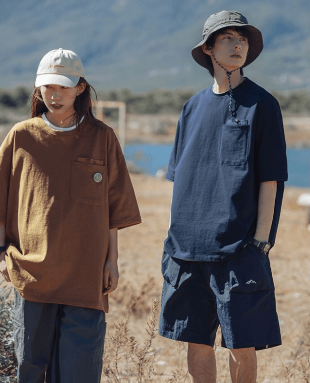 Plus Size T-Shirt Genderful Unisex Anywear Men's Women’s Summer 300g High Quality Round O-Neck crewneck Extra Large Short Sleeve Pure Cotton Solid Color Cuff Panel Fashion Casual T-shirts Mens Tops Tees for Man Woman in trending Brown Blue