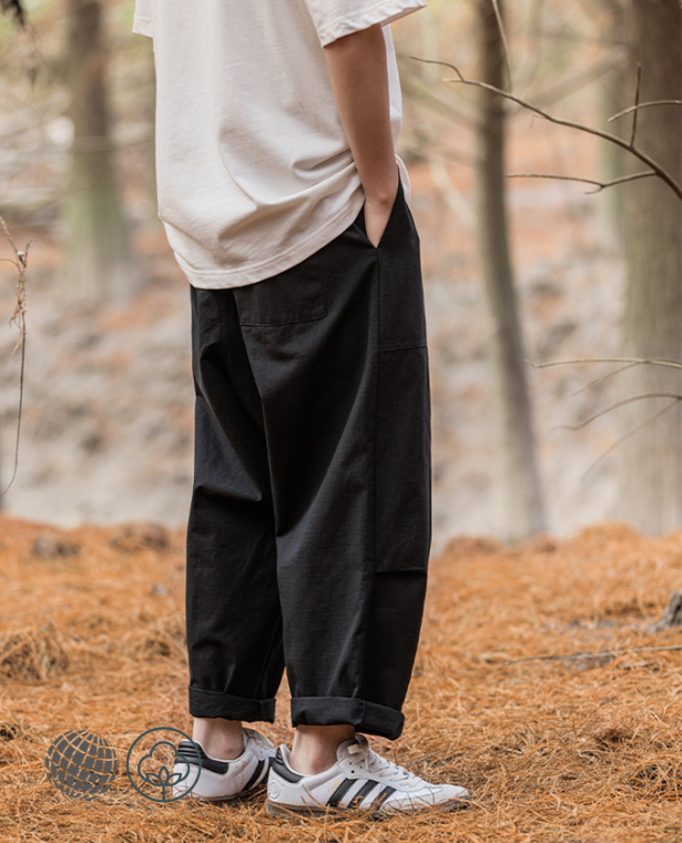 Mid-Rise Cargo Pants with Belt  Men's Loose Pleated Casual Retro Wide leg Mid Rise Waist Trousers for Man in trending Black Spring Summer Plus Size Korean Street Fashion