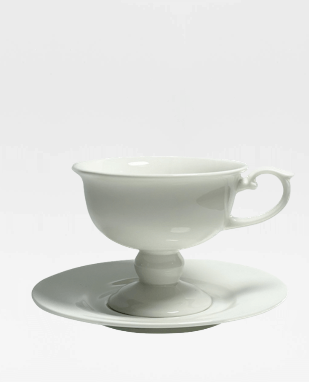 Bone China Coffee Cup And Saucer Handmade Ceramic Goblet Mug  Espresso Sets Nordic Style Creative Pure White Afternoon Tea Mugs Cups Norway Scandinavia Scandinavian Norwegian Trending Drinkware