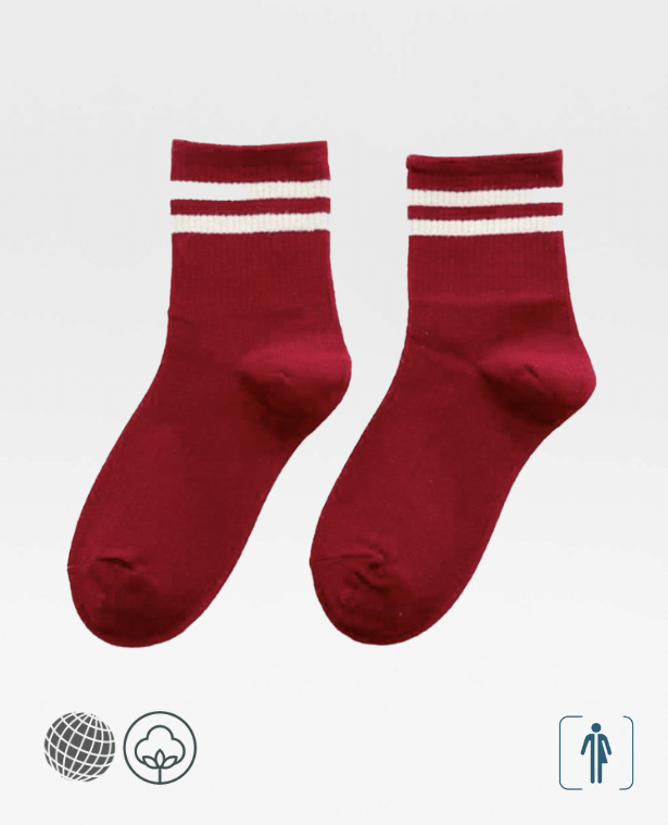 Stripe Quarter Crew Socks   Genderful Unisex Anywear Mens Women’s Standard Thickness Ribbed Cotton Funny Novelty Cute Loose Striped Long Sock Fashion Street Couple High-quality Youth Y2K Gen Z Footwear for Man Woman Teenager in trending Red