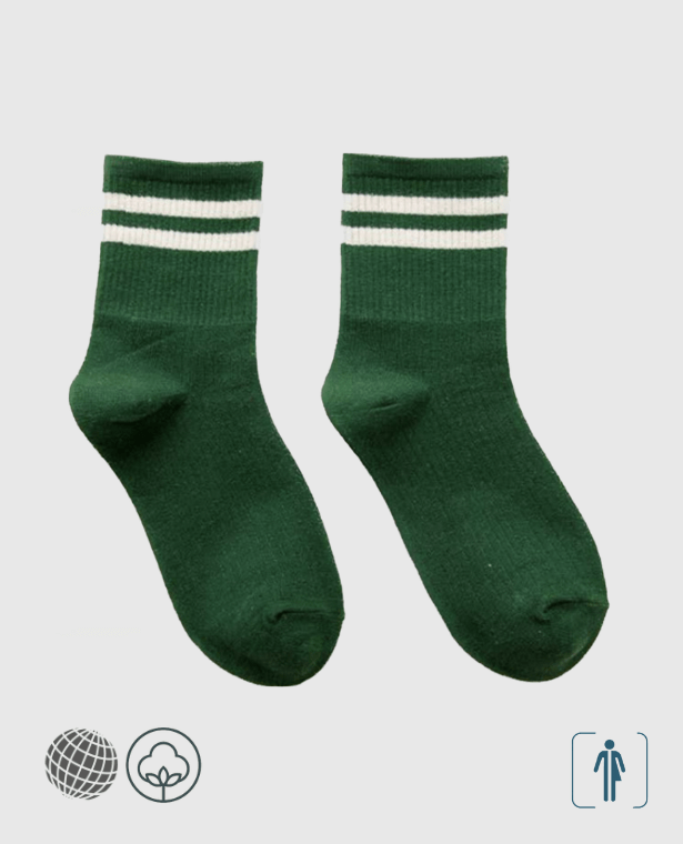 Cotton Stripe Quarter Crew Socks   Unisex Anywear Mens Women’s Standard Thickness Ribbed Funny Novelty Cute Loose Striped Long Sock Fashion Street Couple High-quality Youth Y2K Gen Z Footwear for Man Woman Teenager in trending Dark Green