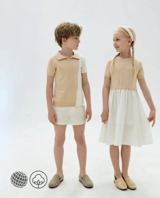 Family Match Knit Set  Apricot Colorblock Matching Summer Baby Bloomer Boys Top Girls Dress Cotton Linen Soft trending clothing