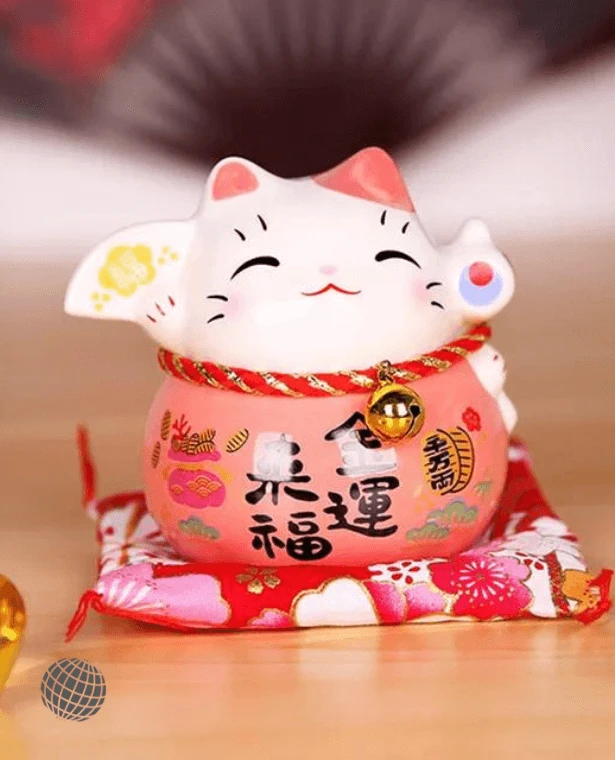 Japanese Lucky Cat 4-inch small ornaments Creative gift savings jar Home office desk Ceramic cat crafts Trending in pink