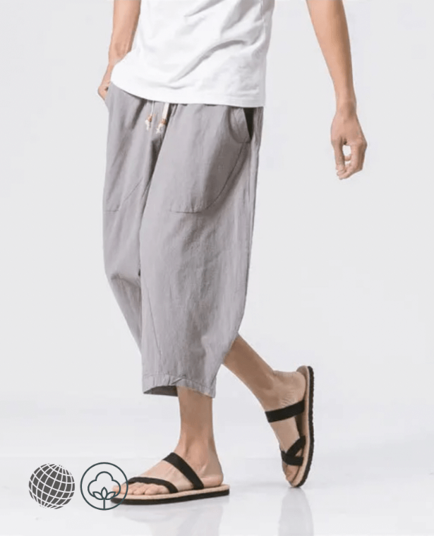 Loose Linen Pants gray Men’s 5xl Plus Size Wide Mid rise waist Leg Trousers Vintage Cotton-Linen Casual Male Cropped Drawstring Sweatpants for trending Man