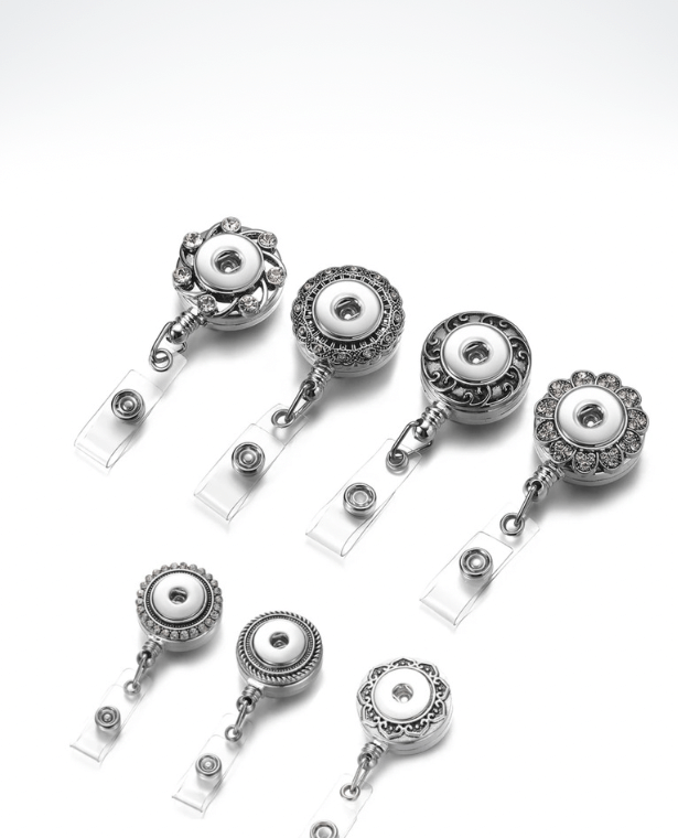 Retractable ID Snap Button Badge Reel    18mm Name Tag Fit Pull Jewelry Lanyard Card Badge Holder Reels Keyring Chain Clip Necklace Holders