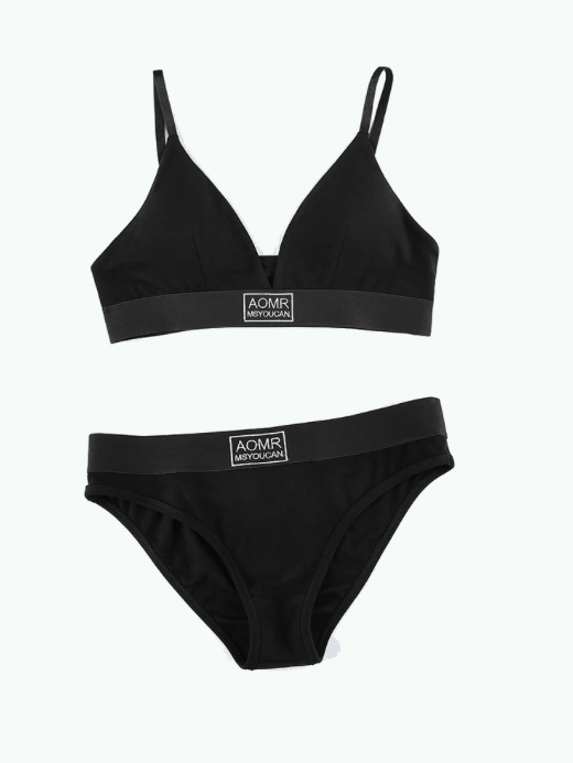 High Rise Hipster Bikini  Women’s AOMR MSYOUCAN Letter Embroidery Beachwear Panties Fashion Fitness Sporting Streetwear Sportswear Sexy Lingerie Pantie Underwear Womens Fashion Panties Underwear for trending Woman in Black