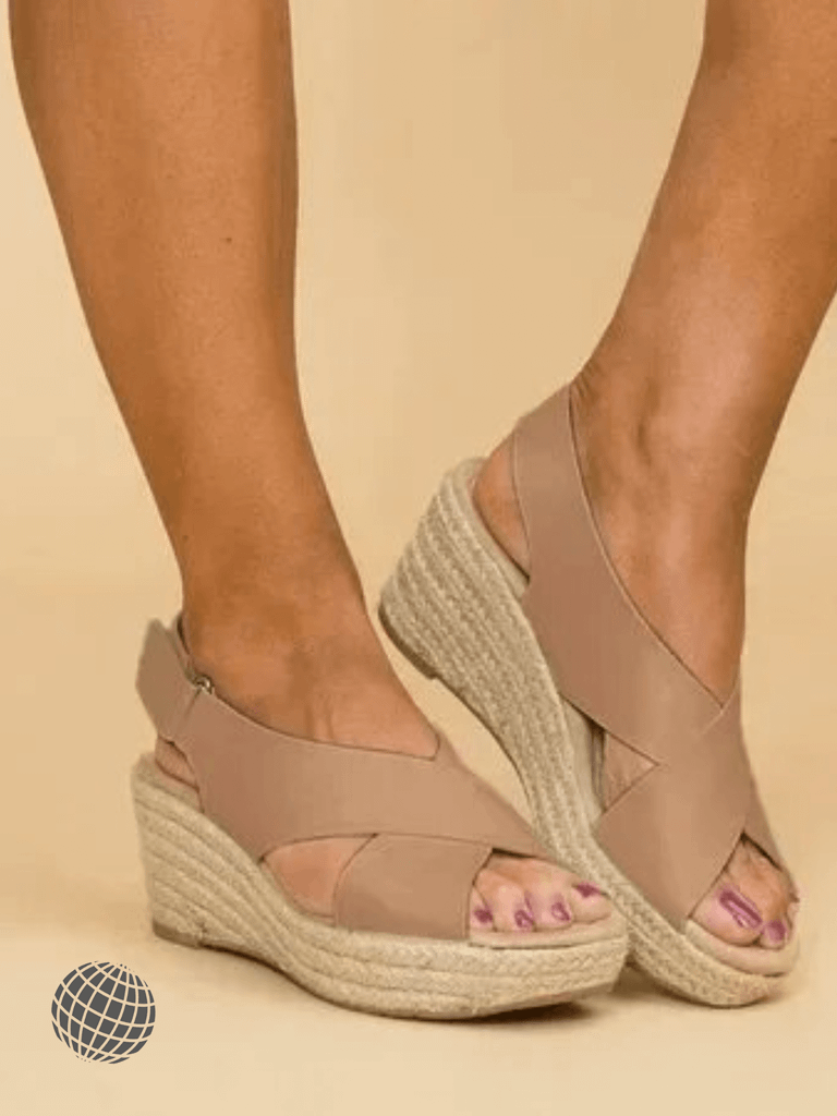 Strap Hemp Platform Sandals  Women's vegan Faux PU upper Straps Rope Wedges Shoes Casual Womens Peep Toe Espadrille Femme Wedge Heels Casual holiday getaway beach vacation Footwear for Woman in trending khaki beige