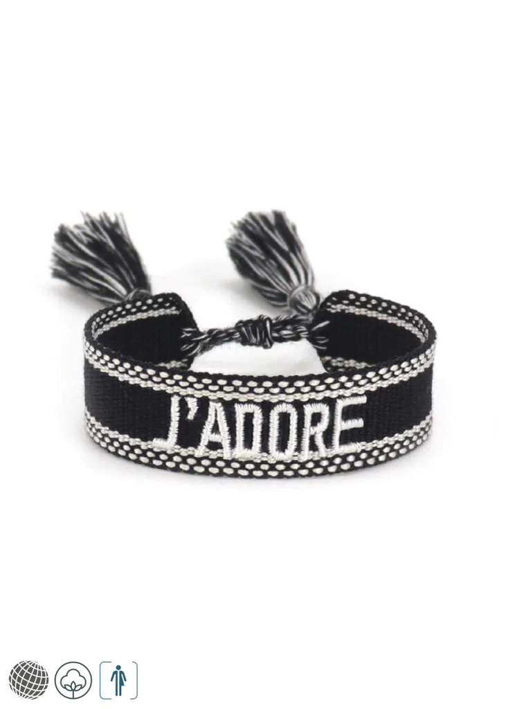 Bohemian Bracelet black  Unisex Anywear Men’s Women’s Gothic Y2K Punkrock France French Look Bohemia JADORE Fashion Personalized Embroidery Wrist Knitted mens womens boho wristbands I Love You Goth tassel Bracelets J’Adore Love for trending Man Woman