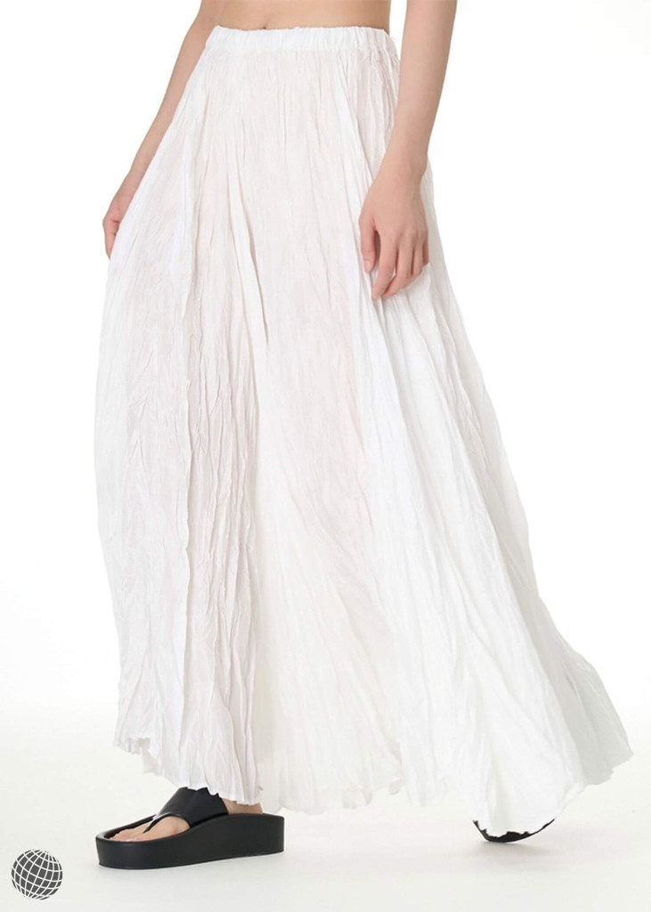 Wrinkled Skirt   Women's Elegant vertical pressure loose slimming oversized skirts for woman in white Spring summer womens trending fashion season