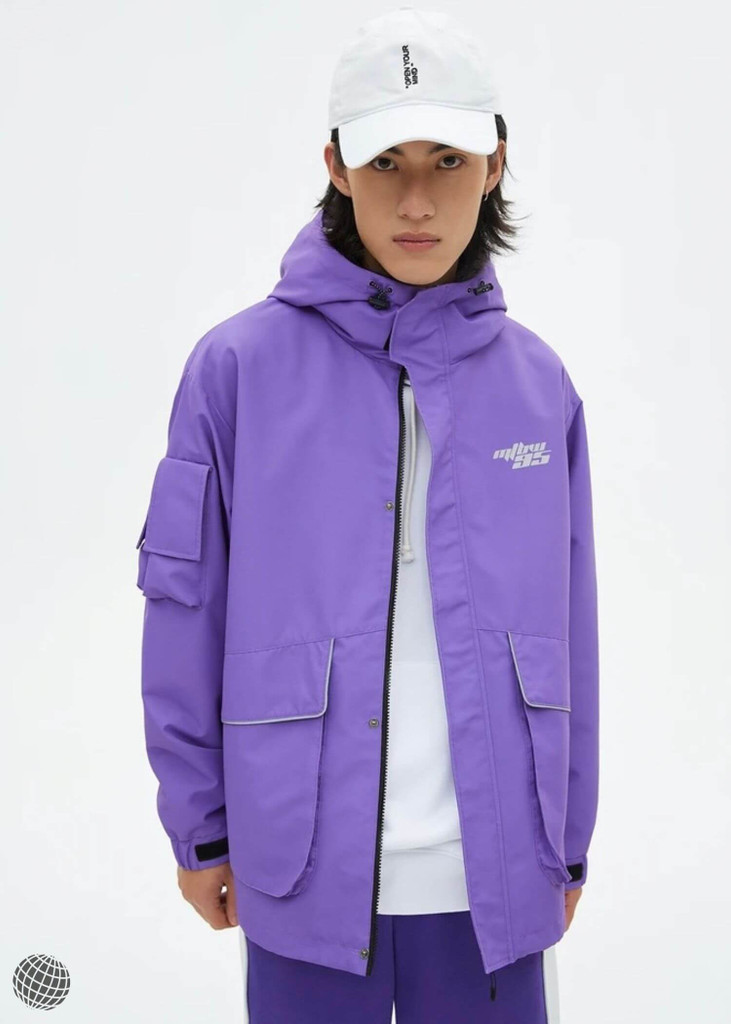 Hooded Utility Jacket purple    Men's Sports Coats Woven Casual Clothing Comfortable Parkas Jackets for man outerwear for tall-  plus-, size men Metersbonwe