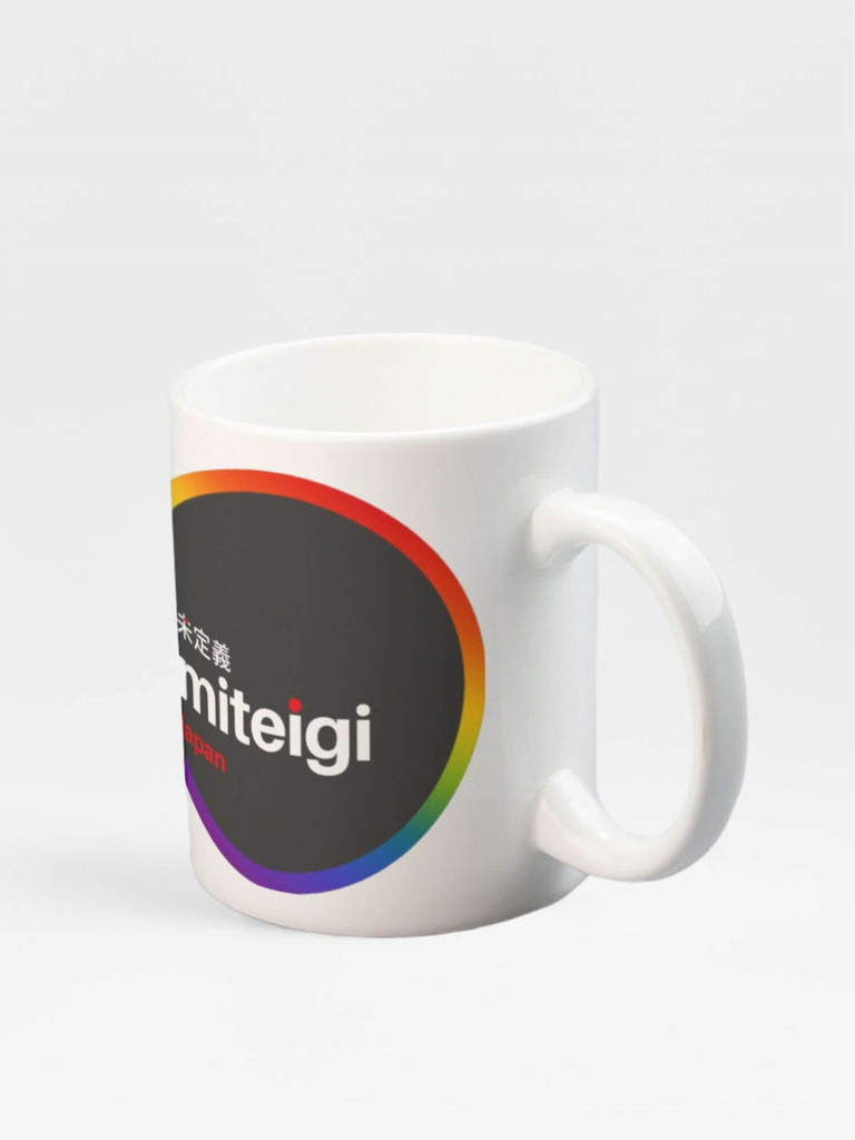 miteigi Pride Mug 11oz     Rainbow drinks cup coffee, tea, juice, milk drinking cups miteigi-Logo branded product item tumblers ceramics in white with multicolor pattern mugs