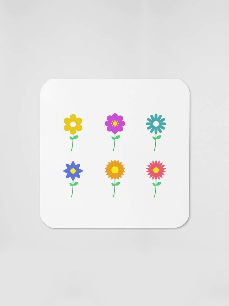 Floral Cork-Back Coaster   Flowers pattern designed by miteigi drinks coasters in white with multicolor design pattern Holiday Christmas season gifts  outdoor entertaining accessory Entertainment accessories gifting