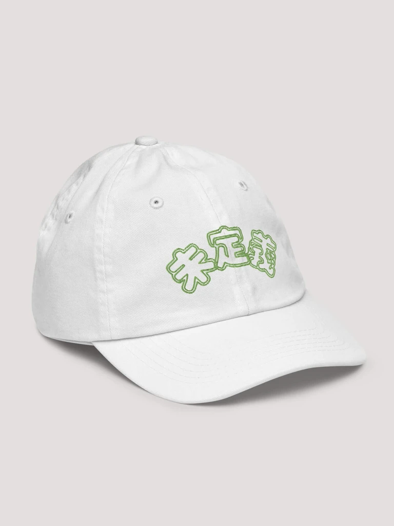 Kids Baseball Hat miteigi Arch Logo    100% cotton washed fashionable unisex anywear girls boys everyday wear adjustable strap childs caps Childrens Hats for boy girl in white with green design Child’s Dad hats Children’s headwear