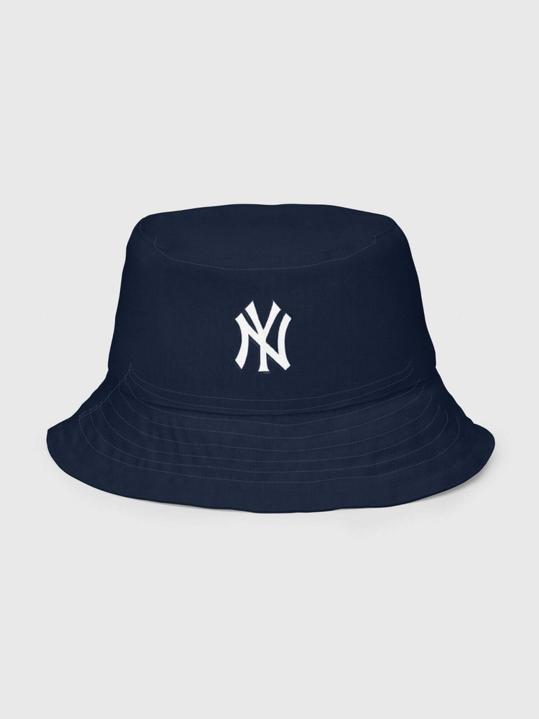 New York Yankees Reversible Bucket Hat     Genderful Women’s Men’s Unisex anywear United States of america Baseball sports summer festival hats for woman man in dark blue with white NY logo pattern Mens womens American sportswear city fans grunge y2k indie USA Headwear