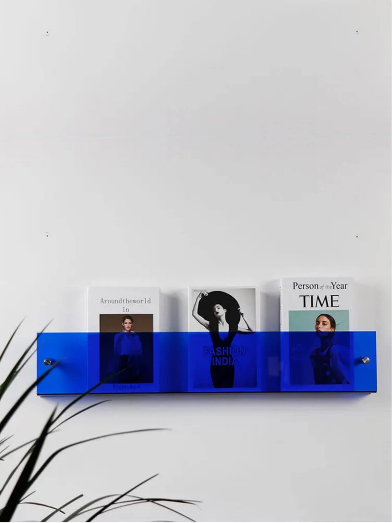 Transparent Acrylic Wall Rack   Storage racks decoration  1pcs INS children’s room picture books newspapers magazine vinyl records wall mounted shelves home office decorations collections organizers shelf in blue