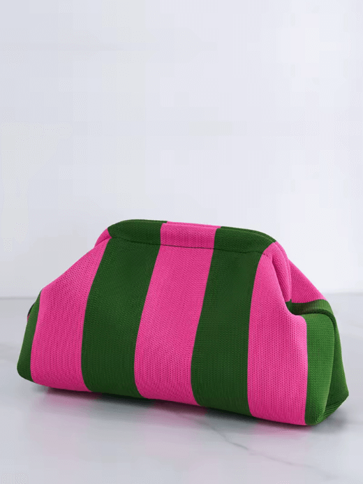 Summer Beach Clutch Bag   Women’s Mens Woven striped Crochet Handbags Purses Knitting Dumpling Clutch Ruched Cute Cloud Casual Colorblock Bags for man woman vacation getaway holidays in pink green