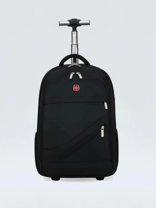 Trolley Backpack with Wheels 24 Inch Shoulder travel bag Students rolling luggage business trollies Large capacity suitcases bags in black
